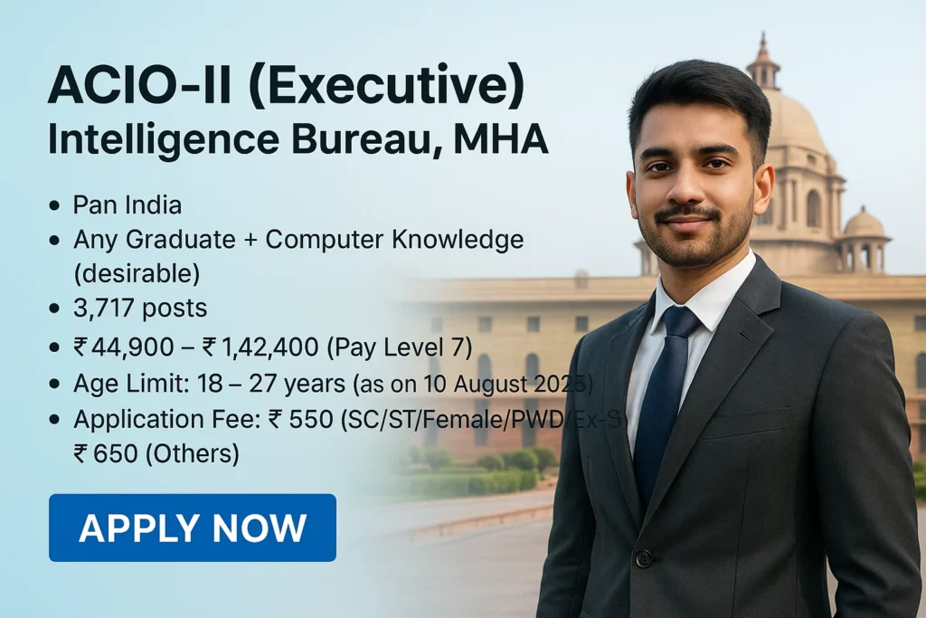 Intelligence Bureau ACIO-II Executive Recruitment 2025 - Apply Online for 3,717 Central Government Vacancies
